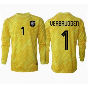 Holandsko Bart Verbruggen #1 Brankářské Venkovní Dres ME 2024 Dlouhý Rukáv